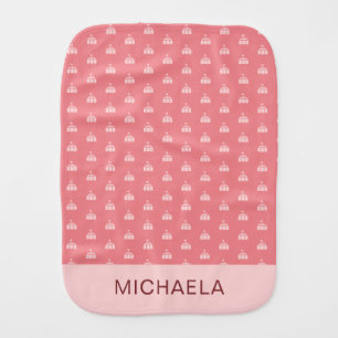 Cute Pink Circus Tent Personalized Baby Burp Cloth