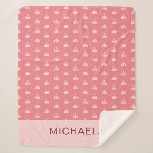Cute Pink Circus Tent Personalized Sherpa Blanket (Front)