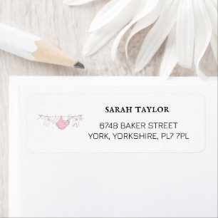 Cute Pink Clothesline Baby Shower Return Address Label