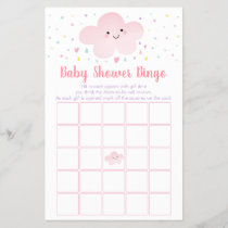 Cute Pink Cloud Stars Baby Shower Bingo Game