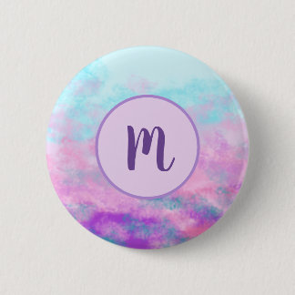 Cute Pink Clouds Monogram Button