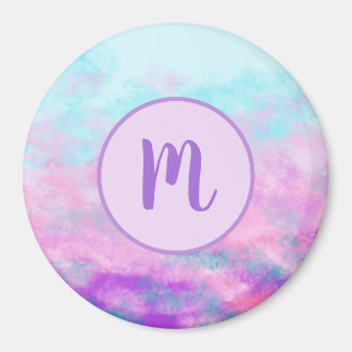 Cute Pink Clouds Monogram Magnet