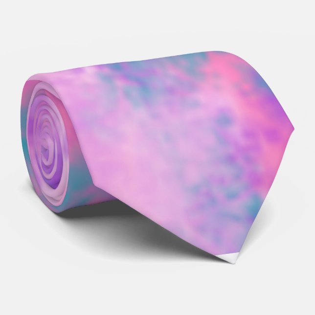 Cute Pink Clouds Monogram Neck Tie (Rolled)