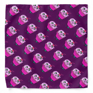 Cute Pink Cloudy Cupcake Bandanna