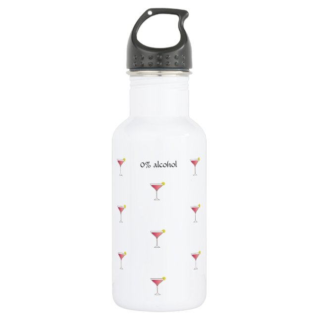 Cute Pink Cocktail Pattern Custom Text White Stainless Steel Water Bottle (Front)