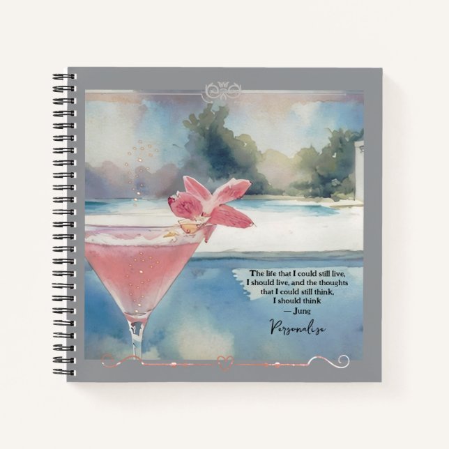 Cute Pink Cocktail Pool Jung Life Quote Journal (Front)