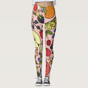 Cute pink colorful fruit pattern for her leggings