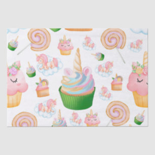 Cute Pink Colorful Kids Cupcake Unicorn Pattern Tissue Paper