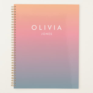 Cute Pink Colorful Ombre Personalized Name Planner
