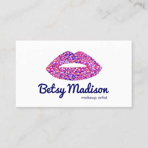 Cute Pink Confetti Lips Makeup Artist Salon Business Card