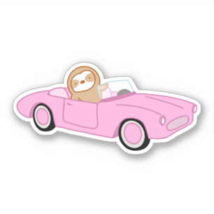 Cute Pink Convertible Sloth Sticker