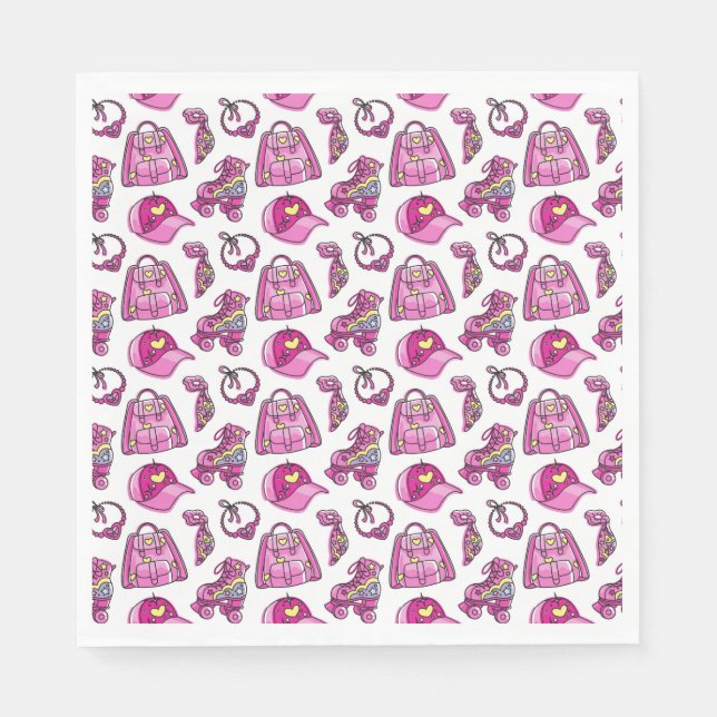 Cute Pink Cool Girl Things Napkins (Front)