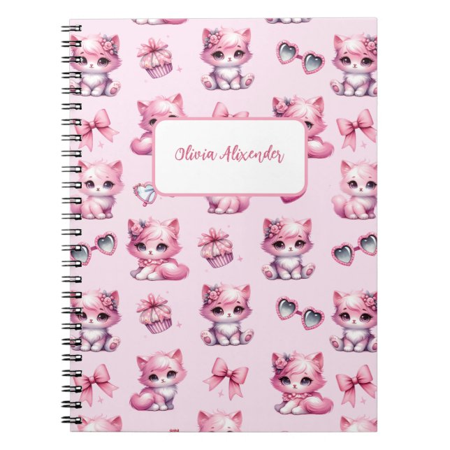 Cute Pink Coquette Bow Aesthetic girly spiral Notebook (Front)