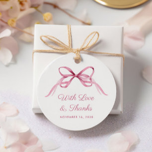 Cute Pink Coquette Bow Baby Girl Shower Thank You Favor Tags