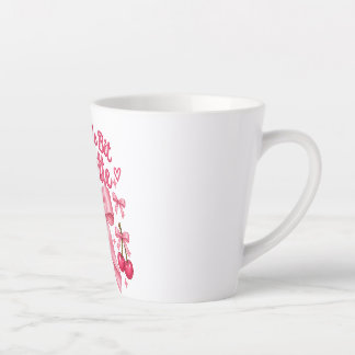 Cute Pink Coquette Bow Cherry Feminine Aesthetic Latte Mug