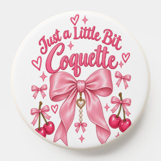 Cute Pink Coquette Bow Cherry Feminine Aesthetic PopSocket