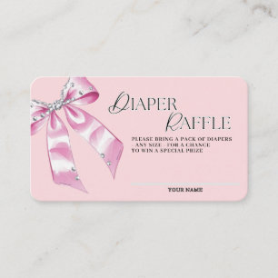 Cute Pink Coquette Bow Diaper Raffle  Enclosure Card