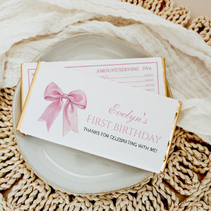 Cute Pink Coquette Bow Girl Birthday Hershey Bar Favors
