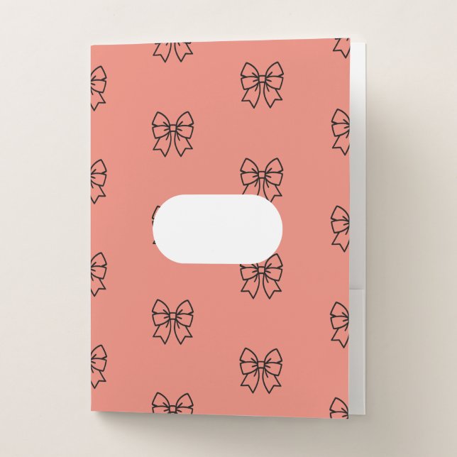 ​Cute Pink Coquette Bow Pattern Pocket Folder (Front)
