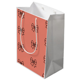 ​Cute Pink Coquette Bow Pattern Wrapping Paper Medium Gift Bag
