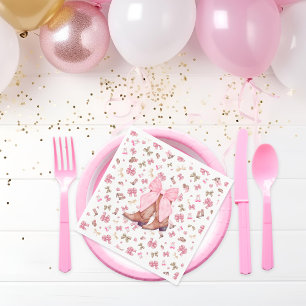 Cute Pink Coquette Cowgirl Boots and Bow Napkins