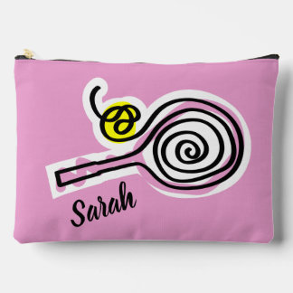 Cute pink cosmetics bag with tennis racket design