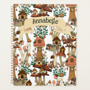 Cute Pink Cottagecore Floral Mushroom Pattern 2024 Planner