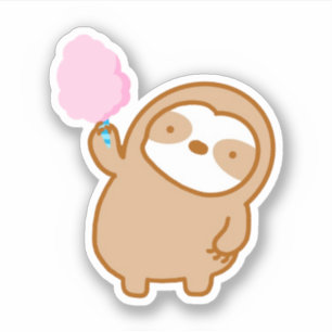 Cute Pink Cotton Candy Sloth Vinyl Sticker 