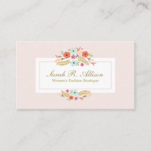 Cute Pink Country Flowers Vintage Floral Boutique Business Card