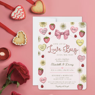 Cute Pink Couples Valentine's Baby Shower Invitation