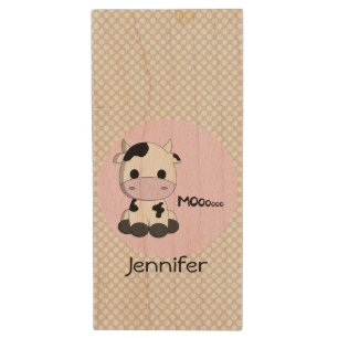 cute pink cow cartoon name girls usb flash drive