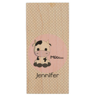 cute pink cow cartoon name girls usb flash drive
