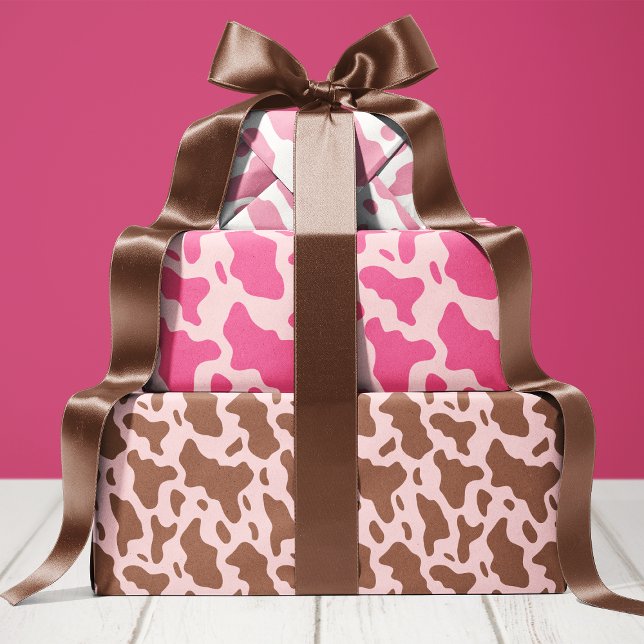 Cute Pink Cow Print Country Wrapping Paper Sheets (Creator Uploaded)