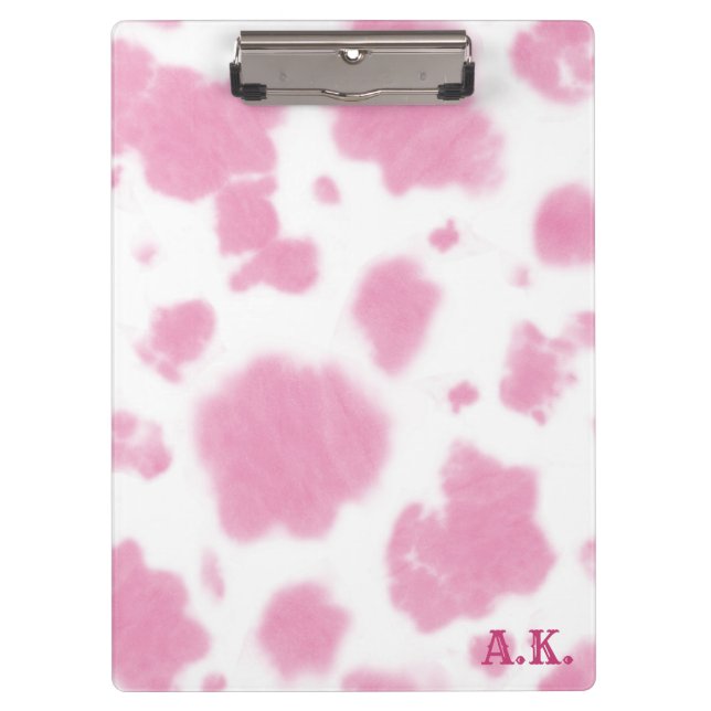 Cute Pink Cow Print Western Rodeo Custom Clipboard (Front)