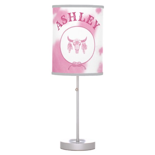 Cute Pink Cow Print Western Rodeo Table Lamp