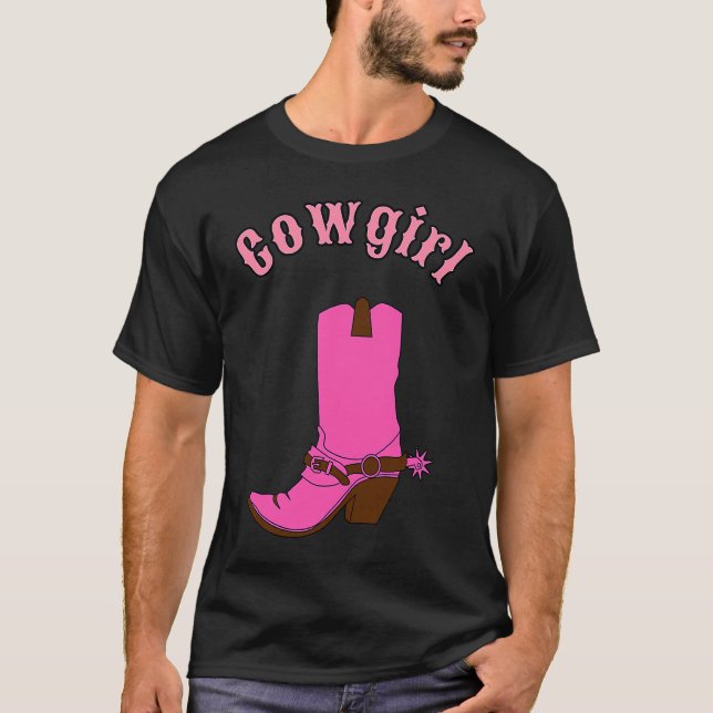 Cute pink cowgirl boot T-Shirt (Front)