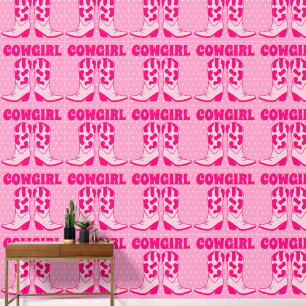Cute Pink Cowgirl Boots Pattern Wallpaper