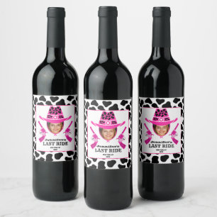 Cute pink Cowgirl Custom Photo Wine Label