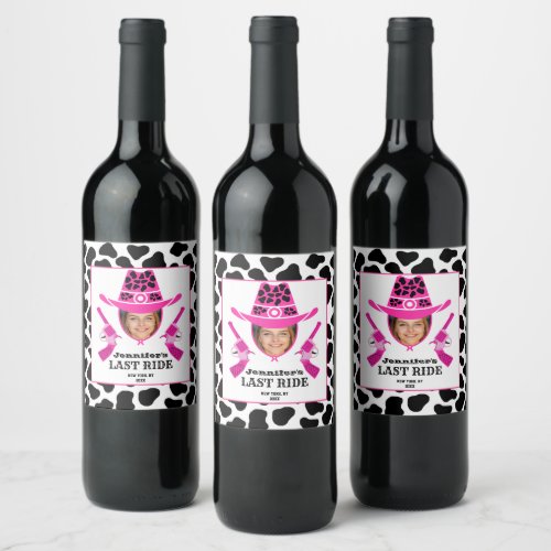 Cute pink Cowgirl Custom Photo  Wine Label