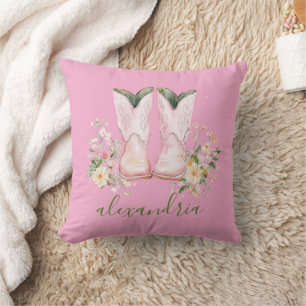Cute Pink Cowgirl Throw Pillow
