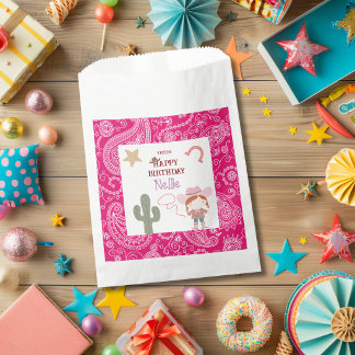 Cute Pink Cowirl Child's Birthday Favor Bag