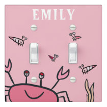 Cute Pink Crab Sea Animals Baby Girl  Light Switch Cover