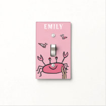 Cute Pink Crab Sea Animals Baby Girl Light Switch Cover