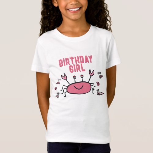 Cute Pink Crab Sea Animals Girl Guest of Honor T_Shirt