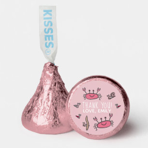 Cute Pink Crab Sea Animals Girl Thank you Birthday Hershey®'s Kisses®