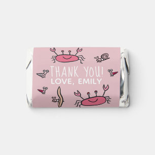 Cute Pink Crab Sea Animals Girl Thank you Birthday Hershey's Miniatures
