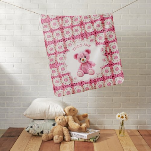 Cute Pink Crocheted Baby Girl's Personalized