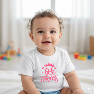 Cute Pink Crown Little Princess Baby T-Shirt Baby Bodysuit