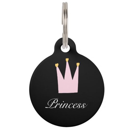 Cute Pink Crown Princess Pet ID Tag