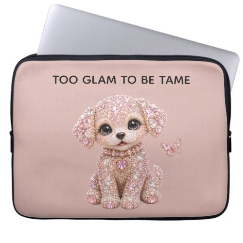 Cute Pink Crystal Puppy Laptop Sleeve